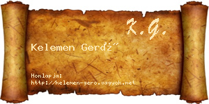 Kelemen Gerő névjegykártya